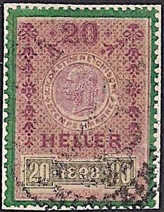 Stamp, Stempel Marke 1898 20 heller, Austria,  , Numbers
