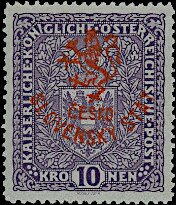 Austria Stamps Overprinted "ČESKO-SLOVENSKÝ STÁT" and Lion