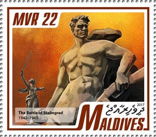 Stamp, Monument to the Battle of Stalingrad 1942-1943, Maldives,  , Second World War