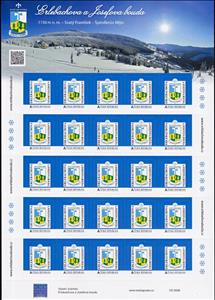 Mini Sheet, Erlebachova a Josefova bouda - modrá, Personalized and Private Mail Stamps,  , Coats of Arms