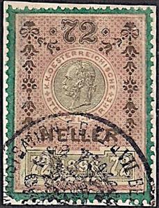Stamp, Stempel Marke 1898 72 heller, Austria,  , Numbers