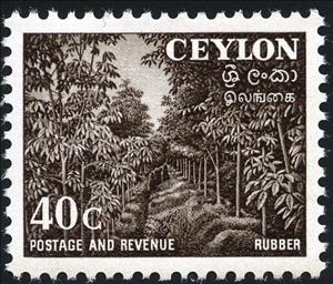 Stamp, Rubber Trees, Sri Lanka,  , Landscapes, Trees, Forests, Plants (Flora)