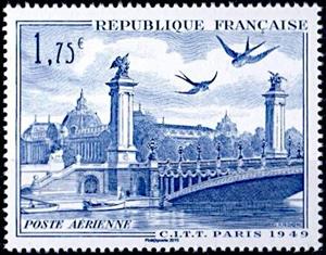 Stamp, C.i.t.t. Paris 1949, France,  , Bridges, Monuments