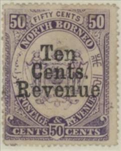 Stamp, Coat of Arms Surcharged "Ten Cents. Revenue", North Borneo,  , Coats of Arms