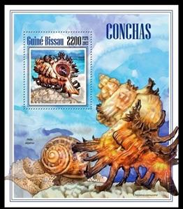 Souvenir Sheet, Shells, Guinea-Bissau,  , Animals (Fauna), Molluscs, Sea Life, Shells