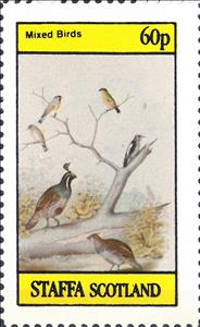 Stamp, Mixed Birds, Cinderellas,  , Animals (Fauna), Birds