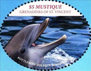 Stamp, Bottlenosef dolphins, Saint Vincent Grenadines,  , Animals (Fauna), Dolphins, Sea (Marine) Mammals, Sea Life