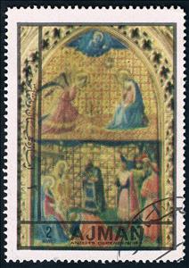 Stamp, Annunciation and Adoration of the Magi, Ajman,  , Paintings