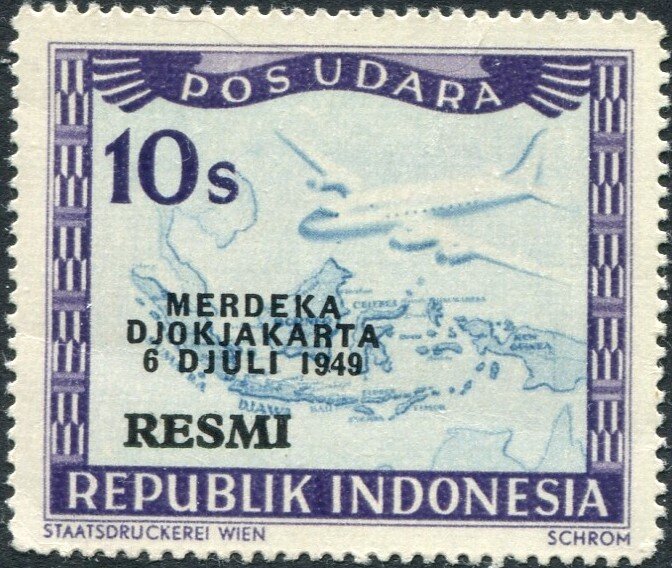 Airplane over map of Indonesia