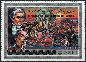 Stamp, Daniel Boone, Buffalo Bill, overprint, Comoros,  , Anniversaries and Jubilees