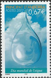 Stamp, UNO World Water Day - Waterdrop, Andorra, French Administration,  , Water
