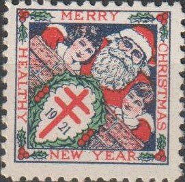 Merry Christmas Healthy New Year. Santa and Children
