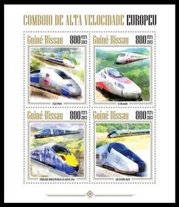 Mini Sheet, European High Speed Trains, Guinea-Bissau,  , Railways