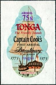 Stamp, Ship "Resolution", Tonga,  , Explorers, Sailing Ships