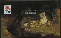 Souvenir Sheet, Predators on Paintings by Jean Leon Gerome, Guinea-Bissau,  , Cats of Prey, Tigers