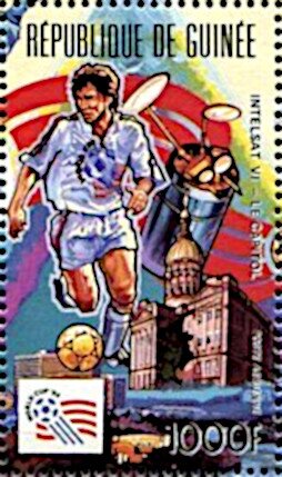 Stamp, Intelsat IV, Capitol, Guinea,  , Football (Soccer)