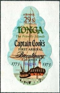 Stamp, Ship "Resolution", Tonga,  , Explorers, Sailing Ships