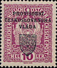 Stamp, Austria Stamps Overprinted "PROVISORNÍ ČESKOSLOVENSKÁ VLÁDA", Czechoslovakia,  , Coats of Arms, Crowns and Coronets, Golden Objects, Jewelery