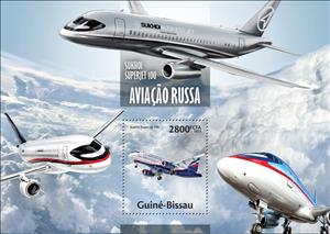 Souvenir Sheet, Russian Aircraft, Guinea-Bissau,  , Aircraft