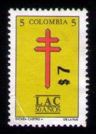Stamp, Liga Antituberculosa Colombiana (LAC), Cinderellas,  , Crosses, Tuberculosis / TBC