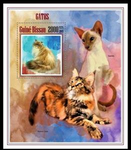 Souvenir Sheet, Cats, Guinea-Bissau,  , Animals (Fauna), Cats, Mammals