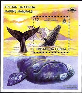 Souvenir Sheet, Humpback whale (Megaptera novaeangliae), Tristan da Cunha,  , Animals (Fauna), Mammals, Sea (Marine) Mammals, Sea Life, Whales