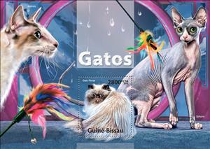 Souvenir Sheet, Cats, Guinea-Bissau,  , Animals (Fauna), Cats, Mammals