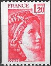 Stamp, Sabine coil stamp, France,  , Women