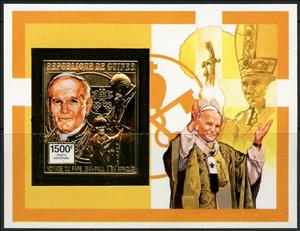 Souvenir Sheet, Pope John Paul II with Child, Guinea,  , Popes