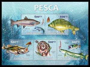 Mini Sheet, Fishing, Guinea-Bissau,  , Animals (Fauna), Fishes