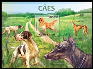 Souvenir Sheet, Dogs, Guinea-Bissau,  , Animals (Fauna), Dogs, Mammals