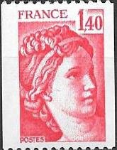 Stamp, Sabine coil stamp, France,  , Women