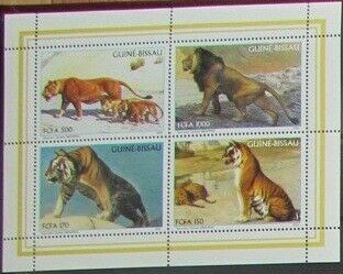 Mini Sheet, Predators on Paintings by Jean Leon Gerome, Guinea-Bissau,  , Cats of Prey, Tigers