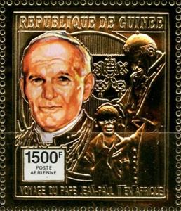 Stamp, Pope John Paul II with Child, Guinea,  , Popes