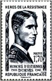 Stamp, Honoré d´Estienne D´Orves, France,  , Famous People, Freedom Fighters, Military Officers
