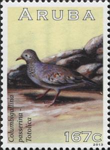 Stamp, Common Ground-dove (Columbina passerina), Aruba,  , Animals (Fauna), Birds, Pigeons