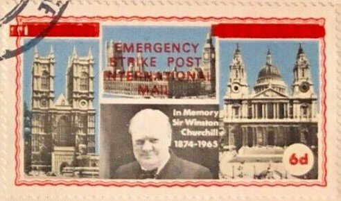 Emergency Strike International Mail Overprint on Churchill