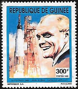 Stamp, John Glenn, Rocket with Mercurycapsule, Guinea,  