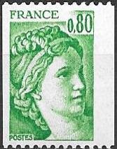 Stamp, Sabine coil stamp, France,  , Women
