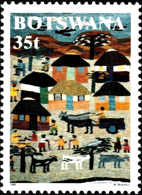 Carpet with village scene