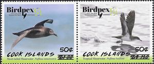 Se-tenant, Surcharges on BIRDPEX 2018 Issue, Cook Islands,  , Birds