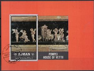 Souvenir Sheet, The three angels, Ajman,  , Frescos, Mythology, Paintings