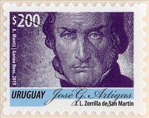 Stamp, General Artigas Definitives, Uruguay,  , Famous People, Heads of State (Military), Military Officers