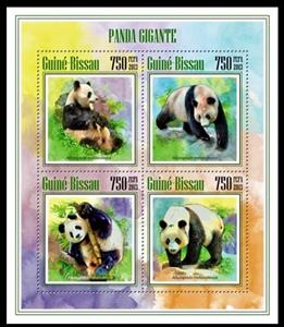 Mini Sheet, Pandas, Guinea-Bissau,  , Animals (Fauna), Bears, Giant Pandas, Mammals