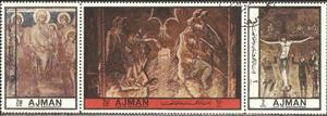 Se-tenant, Crucifixion, The Virgin and Child, Baptism of Jesus, Ajman,  , Paintings