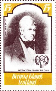 Stamp, Sir Walter Scott, Cinderellas,  , Famous People