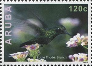 Stamp, Eddie Thodé: Hummingbird, Aruba,  , Animals (Fauna), Birds, Photographs, Photography