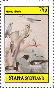 Stamp, Mixed Birds, Cinderellas,  , Animals (Fauna), Birds