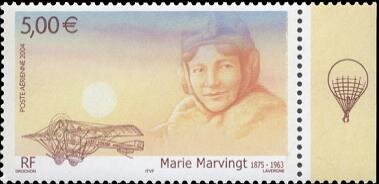 Stamp, Marie Marvingt (1875-1963), France,  , Aircraft, Aviation, Pilots