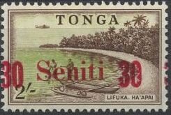 Stamp, Surcharged in Black or Red, Tonga,  , Landscapes